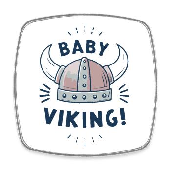 Wikinger Babyhelm mit humorvollem Text - Viereckiger Kühlschrankmagnet - Weiß - Vorne