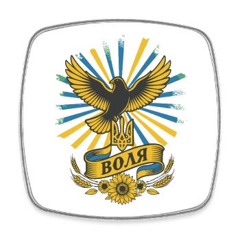 Ukraine Liberté Cimier Colombe Tournesols - Magnet carré - blanc - Devant