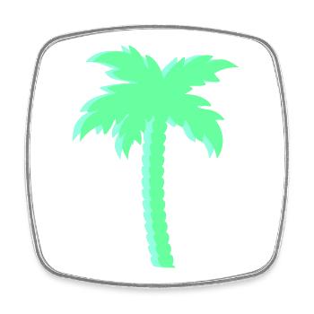 Mint palm tree in neon look - Square fridge magnet - white - Front