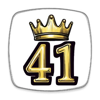 41 Number Crown - Square fridge magnet - white - Front