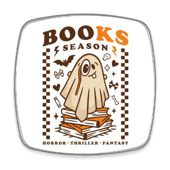 Bücher Saison Cute Ghost – Horror Thriller Fantasy - Viereckiger Kühlschrankmagnet - Weiß - Vorne