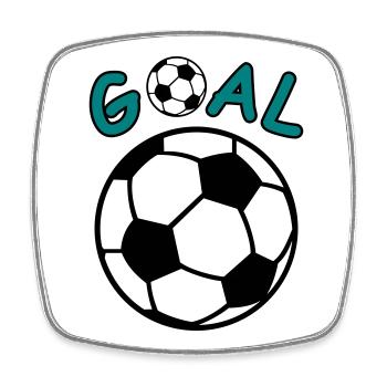 Football avec lettrage Goal - Magnet carré - blanc - Devant