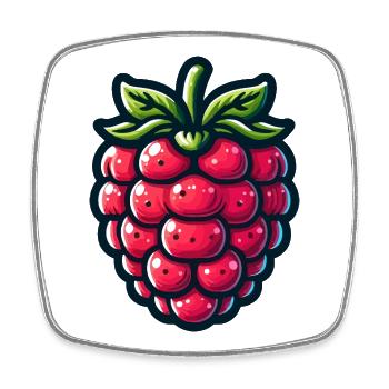 Framboise Pop Cartoon Rouge - Magnet carré - blanc - Devant