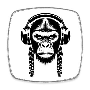 Funky Affenkopf Loop Beat Edition Shirt - Viereckiger Kühlschrankmagnet - Weiß - Vorne