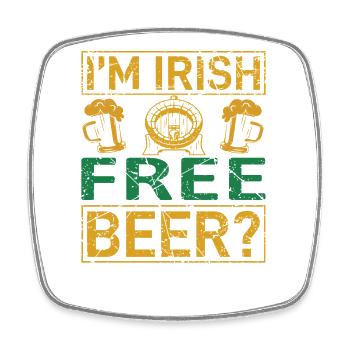 Irish Free Beer - Square fridge magnet - white - Front