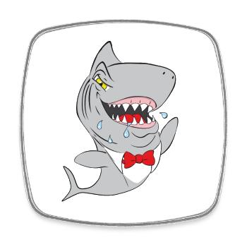Shark snap shark with red bow tie - Square fridge magnet - white - Front