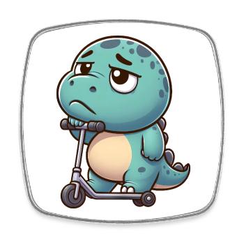 Süßer Dino Trex Roller Cartoon Langeweile  - Viereckiger Kühlschrankmagnet - Weiß - Vorne