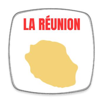 Reunion Island Golden Map T-shirt - Square fridge magnet - white - Front