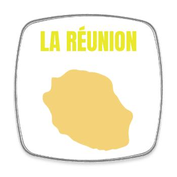T-shirt carte La Réunion île dorée - Magnet carré - blanc - Devant