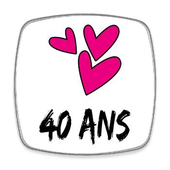 40. 40 ANS. 40e ANNIVERSAIRE. ANNIVERSAIRE 40 ANS. - Magnet carré - blanc - Devant