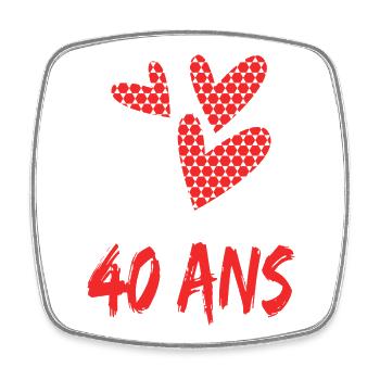 40. 40 YEARS. 40th ANNIVERSARY. 40 YEARS ANNIVERSARY. - Square fridge magnet - white - Front