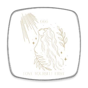 Gold Fine Line Woman Sun 666 – Love Yourself First - Viereckiger Kühlschrankmagnet - Weiß - Vorne