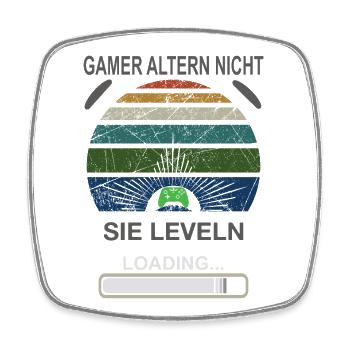 Gamer Leveln Loading Retro Sonnenburst - Viereckiger Kühlschrankmagnet - Weiß - Vorne