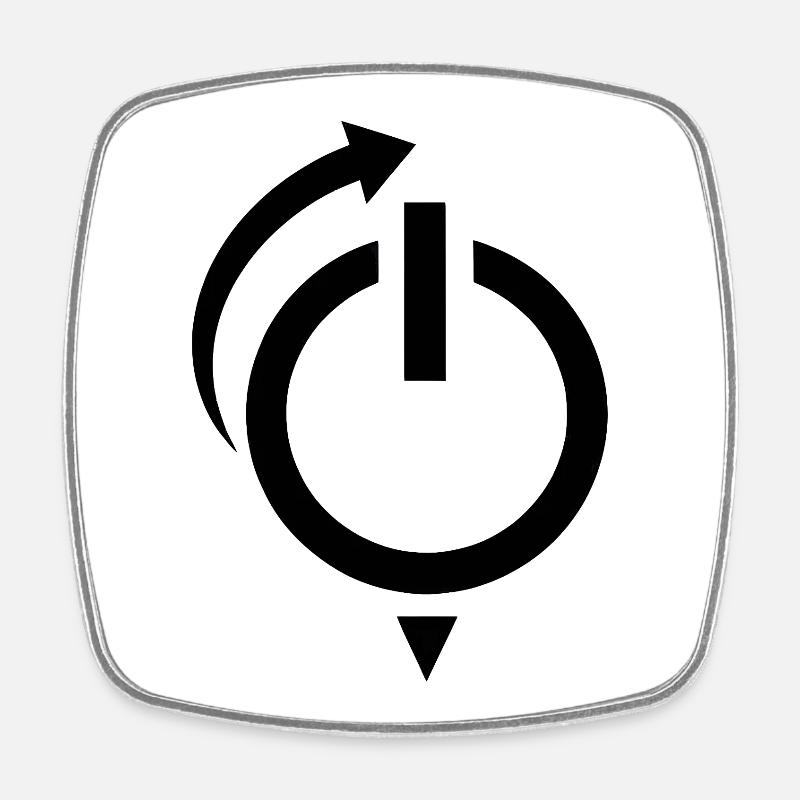 Netzschalter Neustart-Logo - Viereckiger Kühlschrankmagnet - Weiß