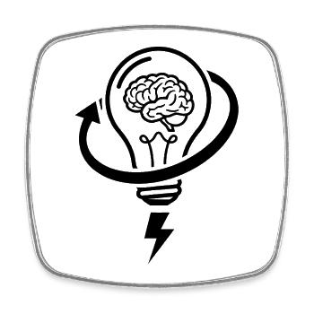 Gehirn und Lampe – Brainstorming-Sitzung - Viereckiger Kühlschrankmagnet - Weiß - Vorne