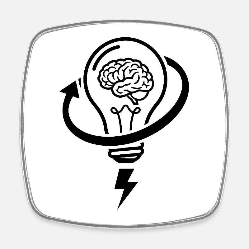 Gehirn und Lampe – Brainstorming-Sitzung - Viereckiger Kühlschrankmagnet - Weiß