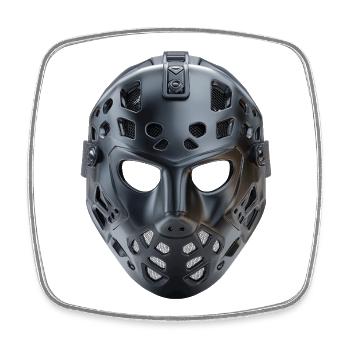Modern futuristic black hockey mask - Viereckiger Kühlschrankmagnet - Weiß - Vorne