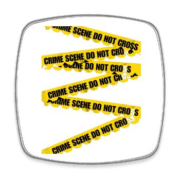 Crime Scene Barrier Tape T-Shirt - Square fridge magnet - white - Front