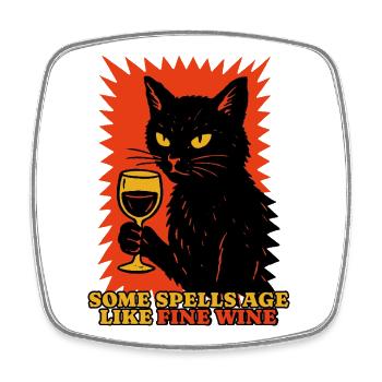 Lustiges Halloween Motiv mit schwarzer Katze - Viereckiger Kühlschrankmagnet - Weiß - Vorne
