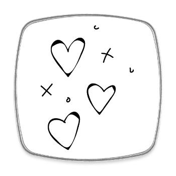 Heart – minimalist, handwriting, drawn - Square fridge magnet - white - Front