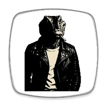 Leder Lizard Moto Rebel - Viereckiger Kühlschrankmagnet - Weiß - Vorne