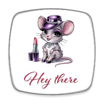 Heiße Maus mit Glamour & Lippenstift - Viereckiger Kühlschrankmagnet - Weiß - Vorne
