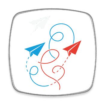 avion en papier - Magnet carré - blanc - Devant