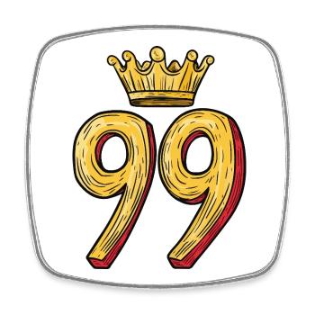 99 Number Crown - Square fridge magnet - white - Front
