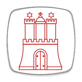 Armoiries de Hambourg : Ligue hanséatique, Tradition et Porte - Magnet carré - blanc - Devant