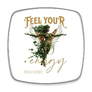 Waldgeist mit Flügeln – Feel Your Enjoy - Viereckiger Kühlschrankmagnet - Weiß - Vorne
