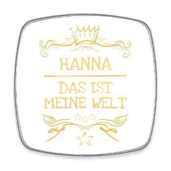 Hanna als Maedchenname - Viereckiger Kühlschrankmagnet - Weiß - Vorne