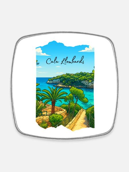 Cala Lombards - Majorque - Magnet carré - blanc