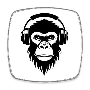 Edition Art Monkey Head Minimal Lines Shirt - Square fridge magnet - white - Front