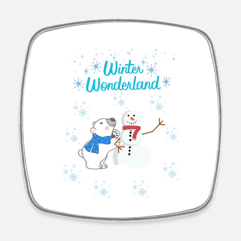 Eisbär & Schneemann - Viereckiger Kühlschrankmagnet - Weiß