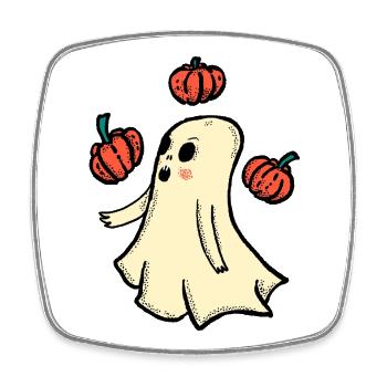 Cuddly spirit with pumpkins - Square fridge magnet - white - Front