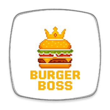 Burger Chef Pixel Burger - Square fridge magnet - white - Front