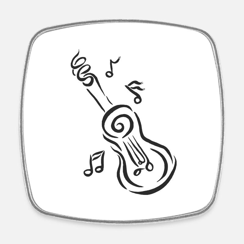 Guitare spirale avec notes - Magnet carré - blanc