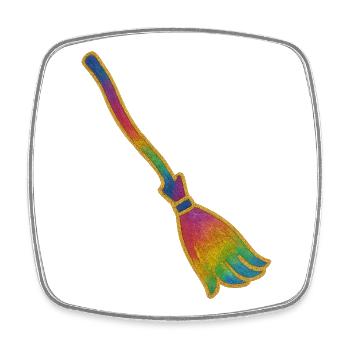 Magic Broom | Witches' Broom | Rainbow Broom Glitter - Square fridge magnet - white - Front