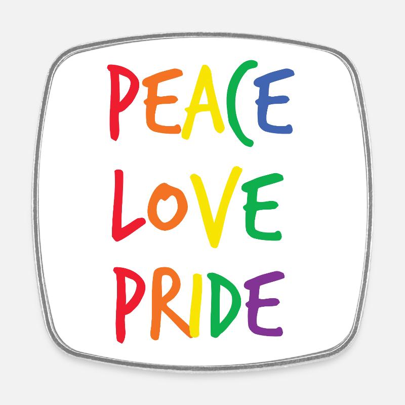 Rainbow Peace Love Pride - Square fridge magnet - white