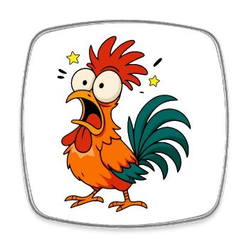 Crazy Rooster - Conception de mèmes de dessin animé de poulet drôle - Magnet carré - blanc - Devant