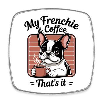Frenchie Französische Bulldogge Cartoon - Viereckiger Kühlschrankmagnet - Weiß - Vorne