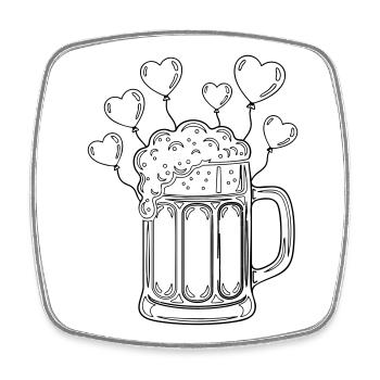 Chope à bière avec ballons en forme de cœur – motif Bayern Linien - Magnet carré - blanc - Devant