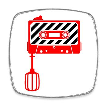 Mixtape vs. Mixer – Retro Music Cult Design - Square fridge magnet - white - Front