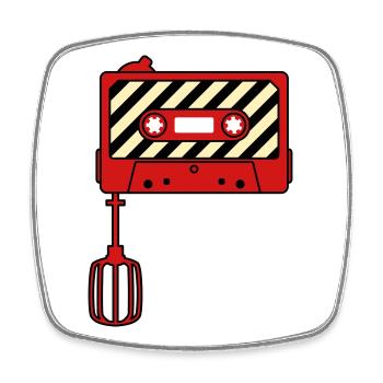 Mixtape vs. Mixer – Retro Music Cult Design - Square fridge magnet - white - Front