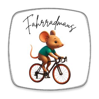 Fahrradmaus Maus auf Rennrad Geschenkidee - Viereckiger Kühlschrankmagnet - Weiß - Vorne