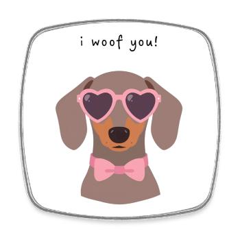 Teckel I Woof You Saint Valentin Design - Magnet carré - blanc - Devant