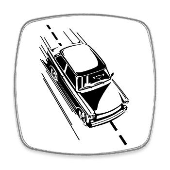 Trabi 601 en tournée (couleur changeante) - Magnet carré - blanc - Devant
