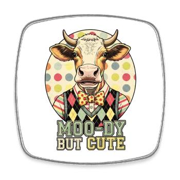 Moo-Dy But Cute Kuh - Viereckiger Kühlschrankmagnet - Weiß - Vorne