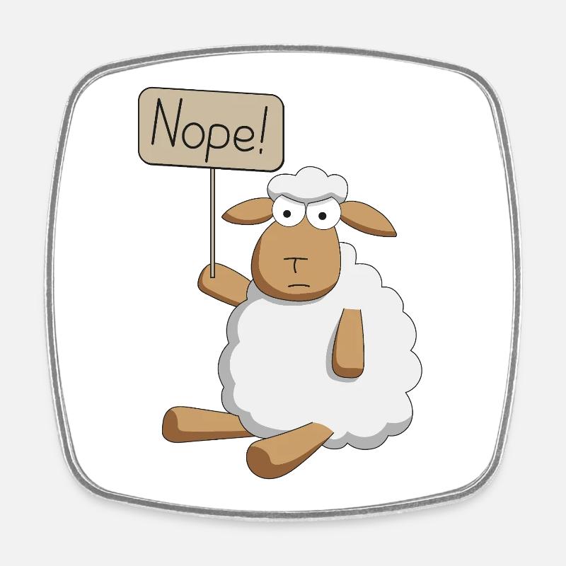 Nope! - protesting sheep - Square fridge magnet - white