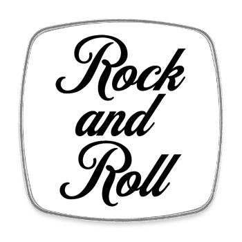 Rock'n'Roll-Schreibschrift-Typografie-Logo-Design - Viereckiger Kühlschrankmagnet - Weiß - Vorne